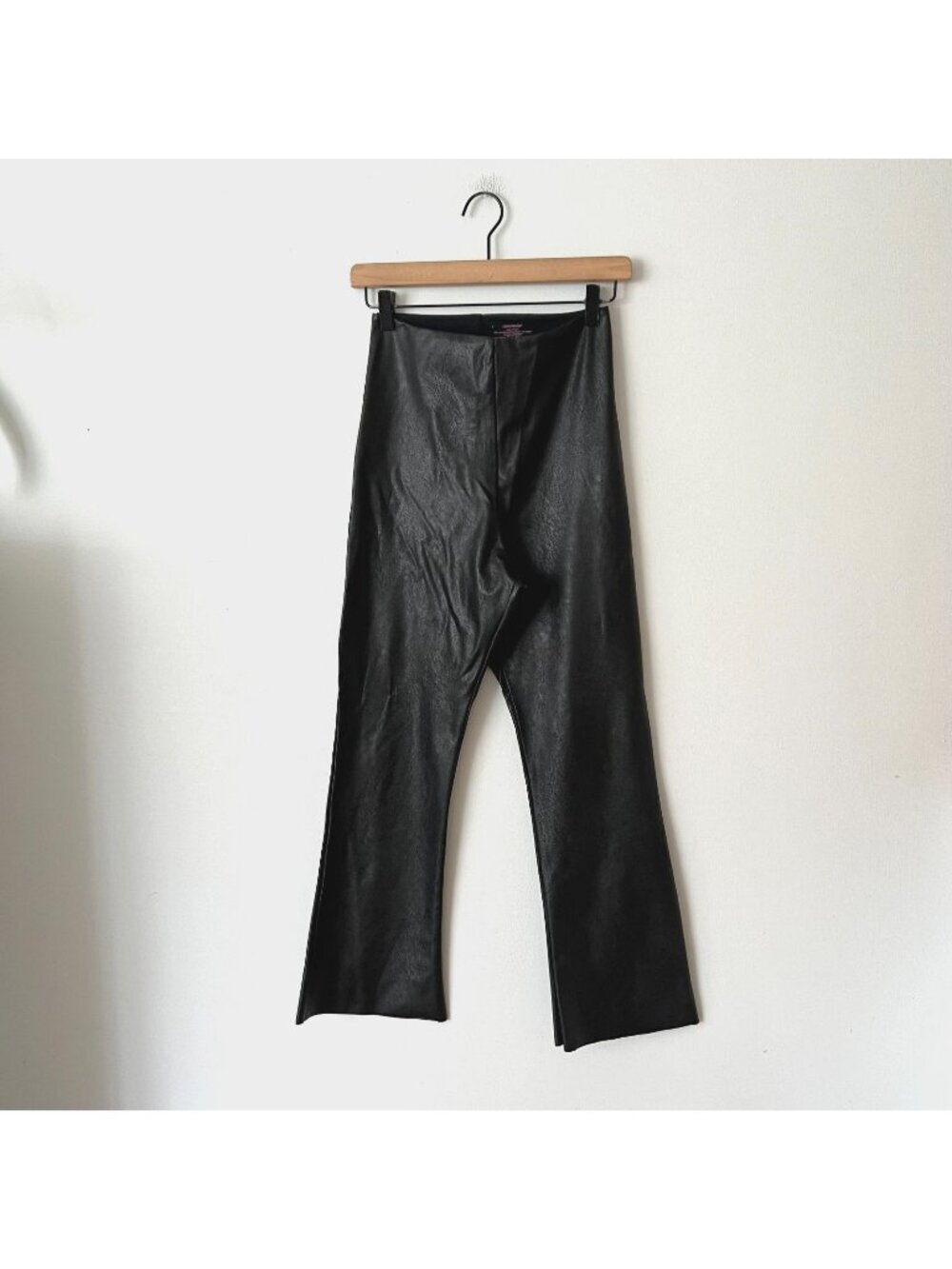 Commando Black High Rise Faux Leather Ankle Flare Pants Women's Size Large